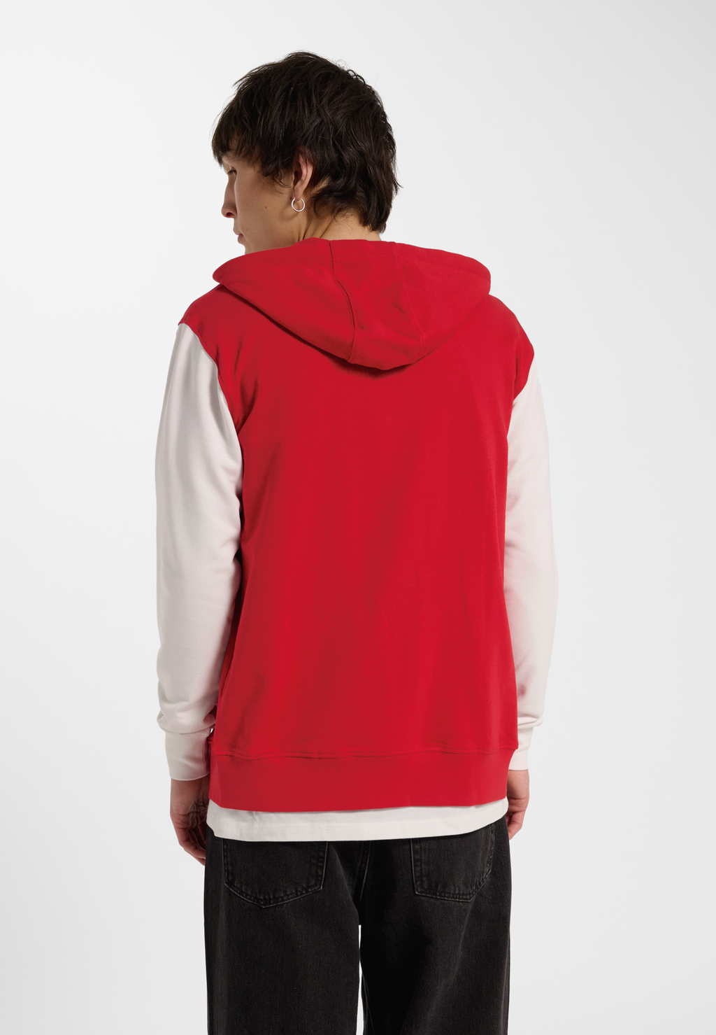 DBU 26 FAN RED-WHITE ZIP HOOD